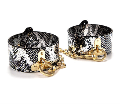 Luxe Bondage Box Set in Black & Silver Snakeskin by Fetish Pleasure Play