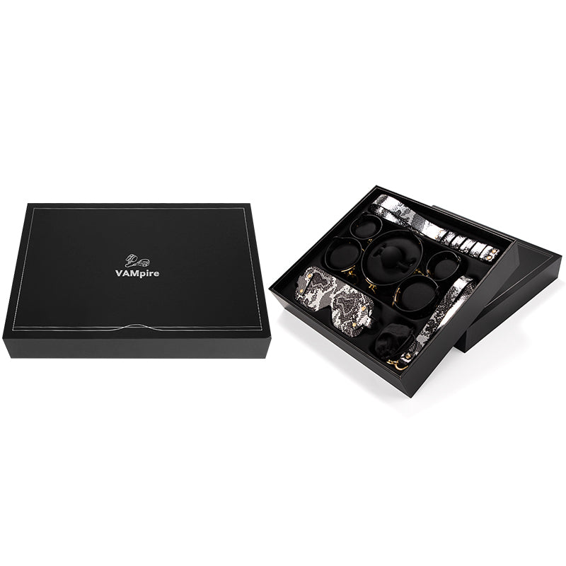 Luxe Bondage Box Set in Black & Silver Snakeskin by Fetish Pleasure Play
