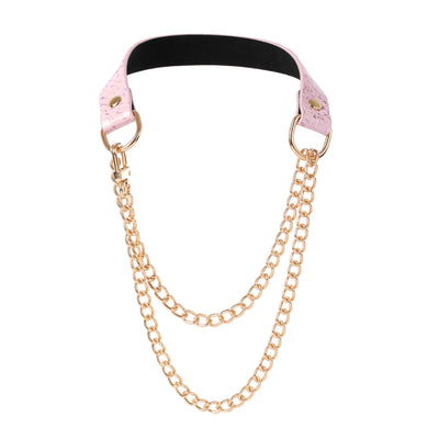 Pink Vegan Snakeskin Martingale Day Collar Necklace by Fetish Pleasure Play