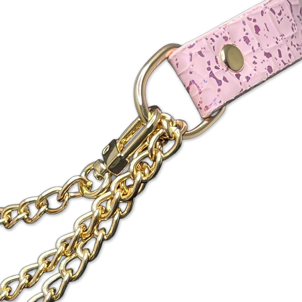 Pink Vegan Snakeskin Choker Chain Necklace by Fetish Pleasure Play