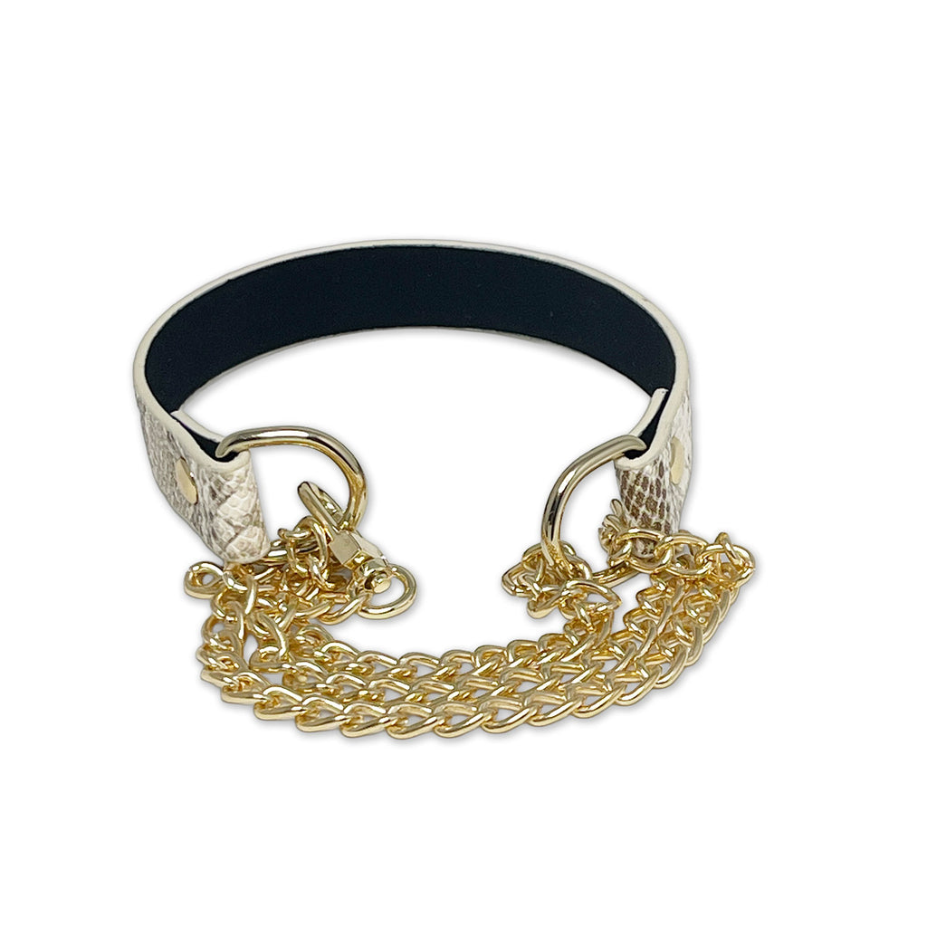 White Faux Snakeskin Choker Chain Necklace by Fetish Pleasure Play