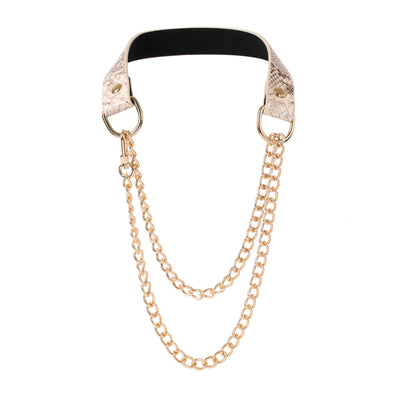 White Faux Snakeskin Martingale Collar Day Collar by Fetish Pleasure Play