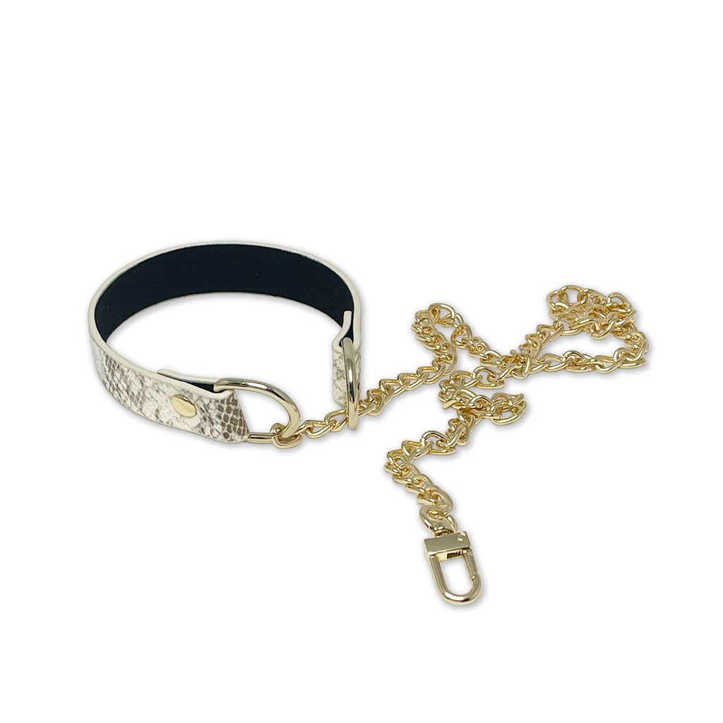 White Faux Snakeskin Choker Chain Necklace by Fetish Pleasure Play