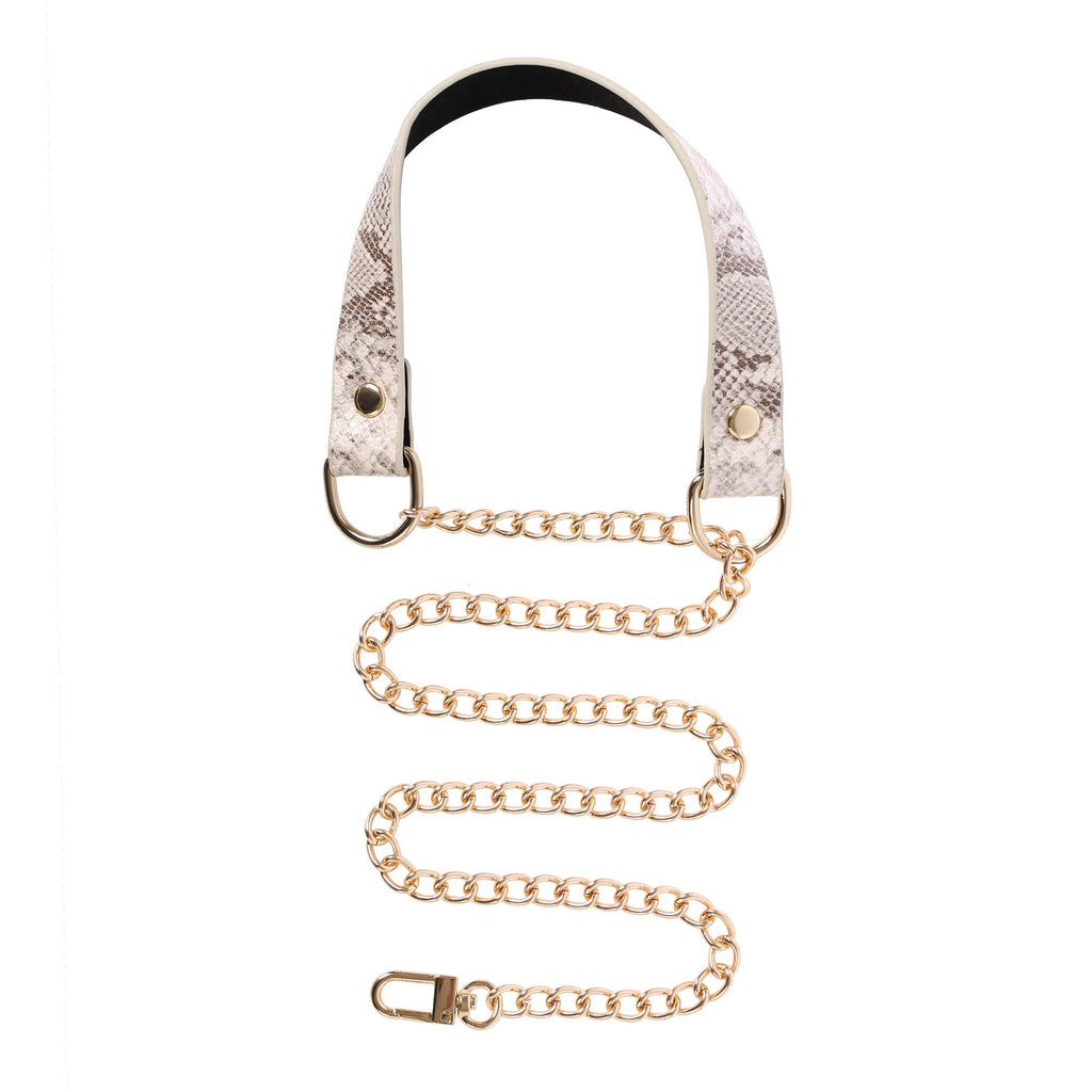 White Faux Snakeskin Martingale Collar Day Collar by Fetish Pleasure Play