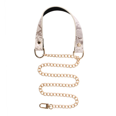 White Faux Snakeskin Martingale Collar Day Collar by Fetish Pleasure Play