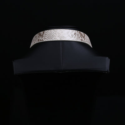 White Faux Snakeskin Martingale Collar Day Collar by Fetish Pleasure Play