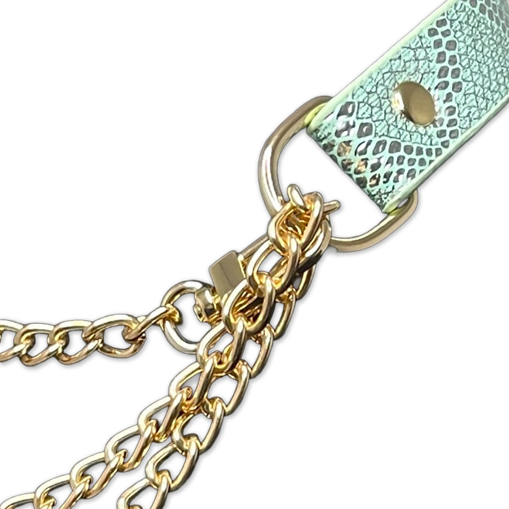 Blue Faux Snakeskin Choker Chain Necklace by Fetish Pleasure Play