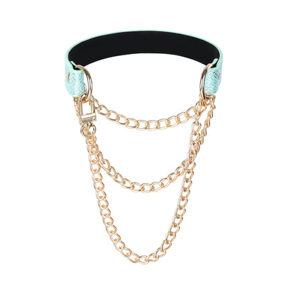Blue Faux Snakeskin Martingale Collar Choker Necklace by Fetish Pleasure Play