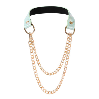 Blue Faux Snakeskin Martingale Collar Choker Necklace by Fetish Pleasure Play