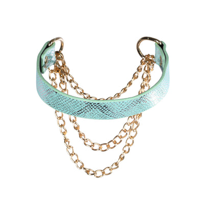 Blue Faux Snakeskin Martingale Collar Choker Necklace by Fetish Pleasure Play