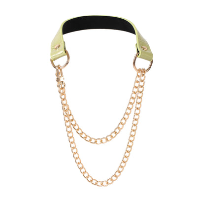Green Faux Alligator Martingale Pull Collar Choker by Fetish Pleasure Play