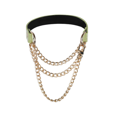 Green Faux Alligator Martingale Pull Collar Choker by Fetish Pleasure Play