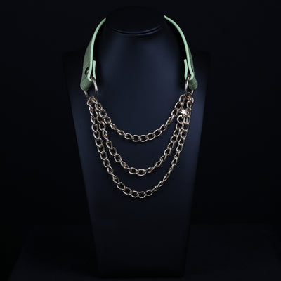 Green Faux Alligator Martingale Pull Collar Choker by Fetish Pleasure Play