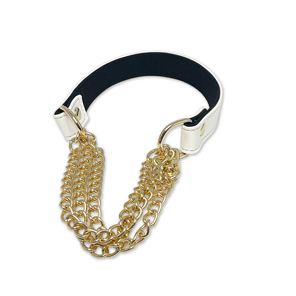 White Vegan Leather Choker Chain Necklace by Fetish Pleasure Play