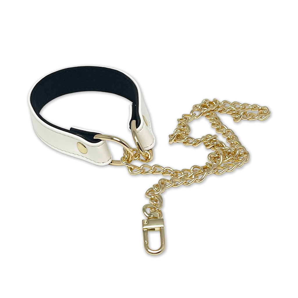 White Vegan Leather Choker Chain Necklace by Fetish Pleasure Play