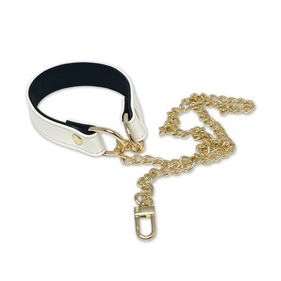 White Vegan Leather Choker Chain Necklace by Fetish Pleasure Play