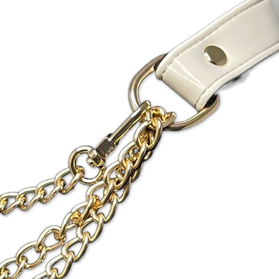 White Vegan Leather Choker Chain Necklace by Fetish Pleasure Play