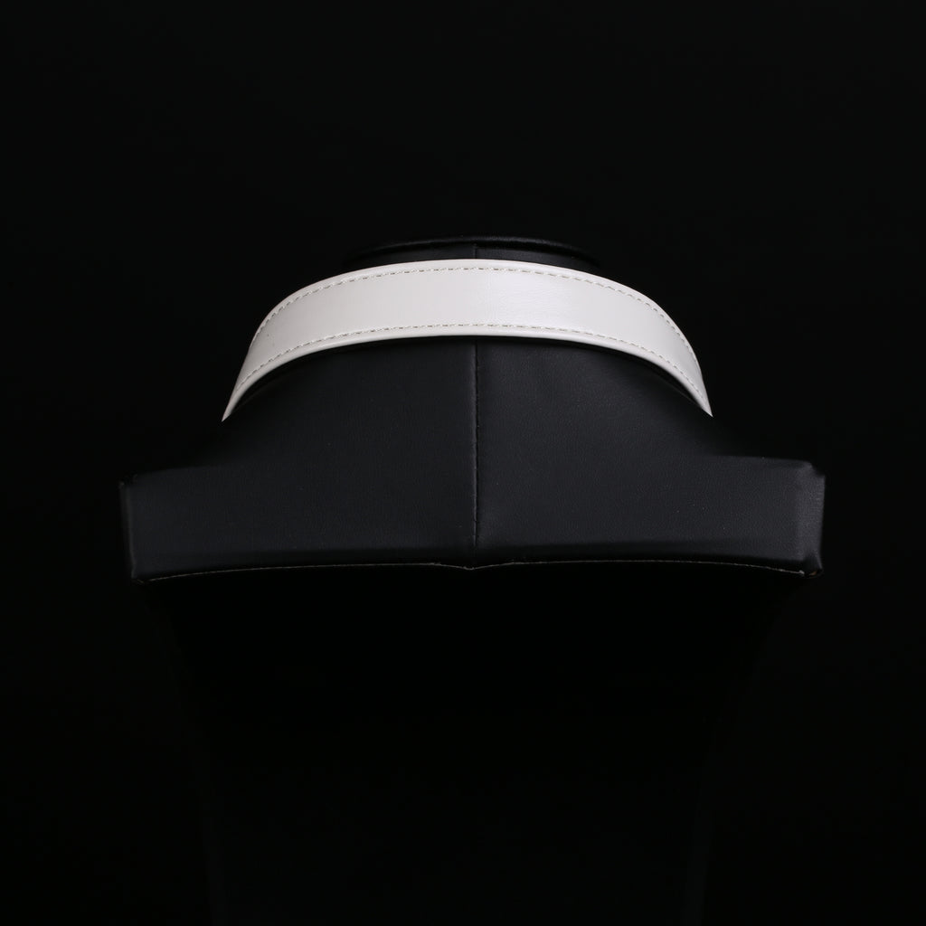 White Vegan Leather Martingale Collar Chain Necklace by Fetish Pleasure Play