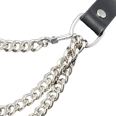 Black Choker with Silver Chain Necklace by Fetish Pleasure Play