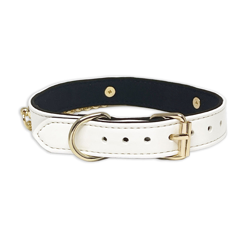 White Gold Cross Necklace Collar by Fetish Pleasure Play