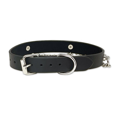 Black Vegan Leather Silver Cross Necklace Collar by Fetish Pleasure Play