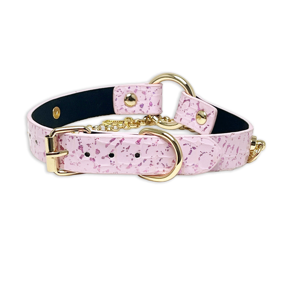 Pink Vegan Alligator Collar with Gothic Cross by Fetish Pleasure Play