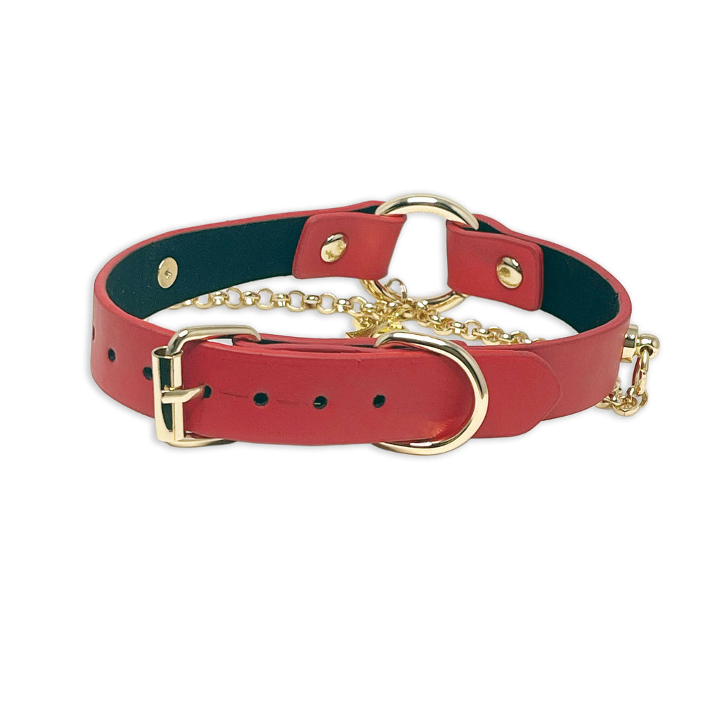Red Vegan Leather Cross Necklace Collar by Fetish Pleasure Play