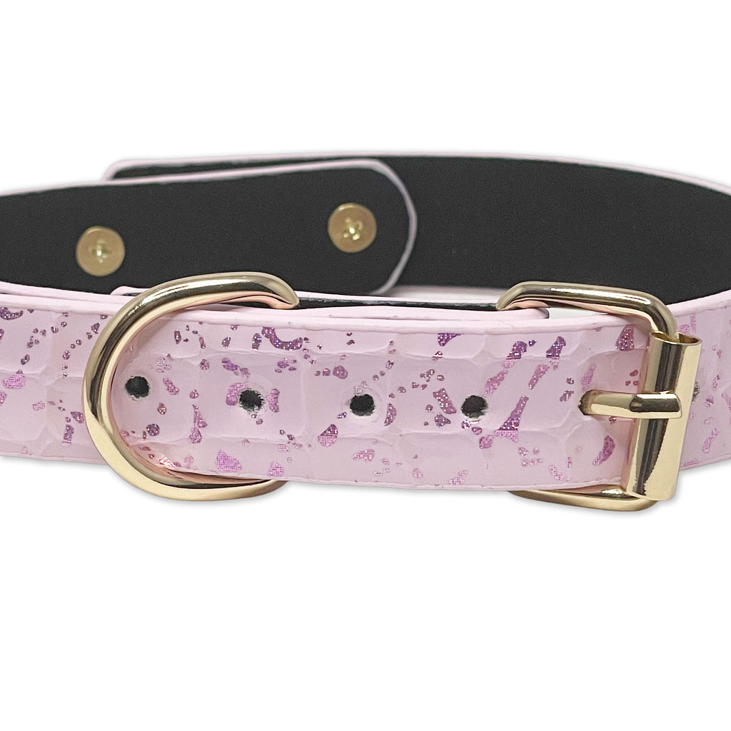 Pink Faux Snakeskin Clasp Collar by Fetish Pleasure Play