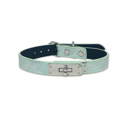 Blue Faux Snakeskin Clasp Collar by Fetish Pleasure Play