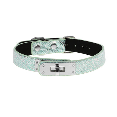 Blue Faux Snakeskin Clasp Collar by Fetish Pleasure Play