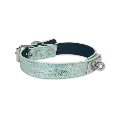 Blue Faux Snakeskin Clasp Collar by Fetish Pleasure Play