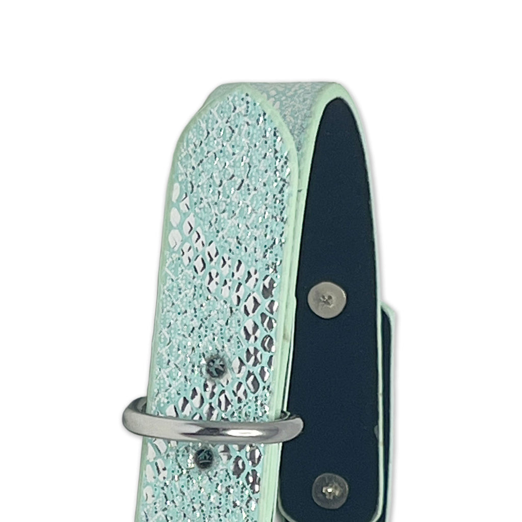 Blue Faux Snakeskin Clasp Collar by Fetish Pleasure Play