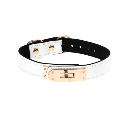 White Vegan Leather Clasp Collar by Fetish Pleasure Play