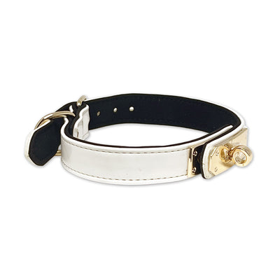 White Vegan Leather Clasp Collar by Fetish Pleasure Play