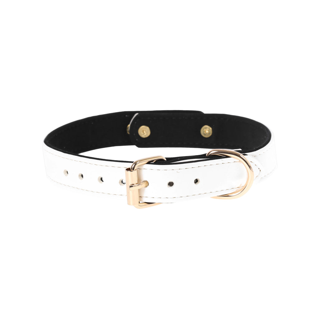 White Vegan Leather Clasp Collar by Fetish Pleasure Play