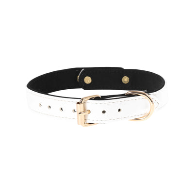 White Vegan Leather Clasp Collar by Fetish Pleasure Play