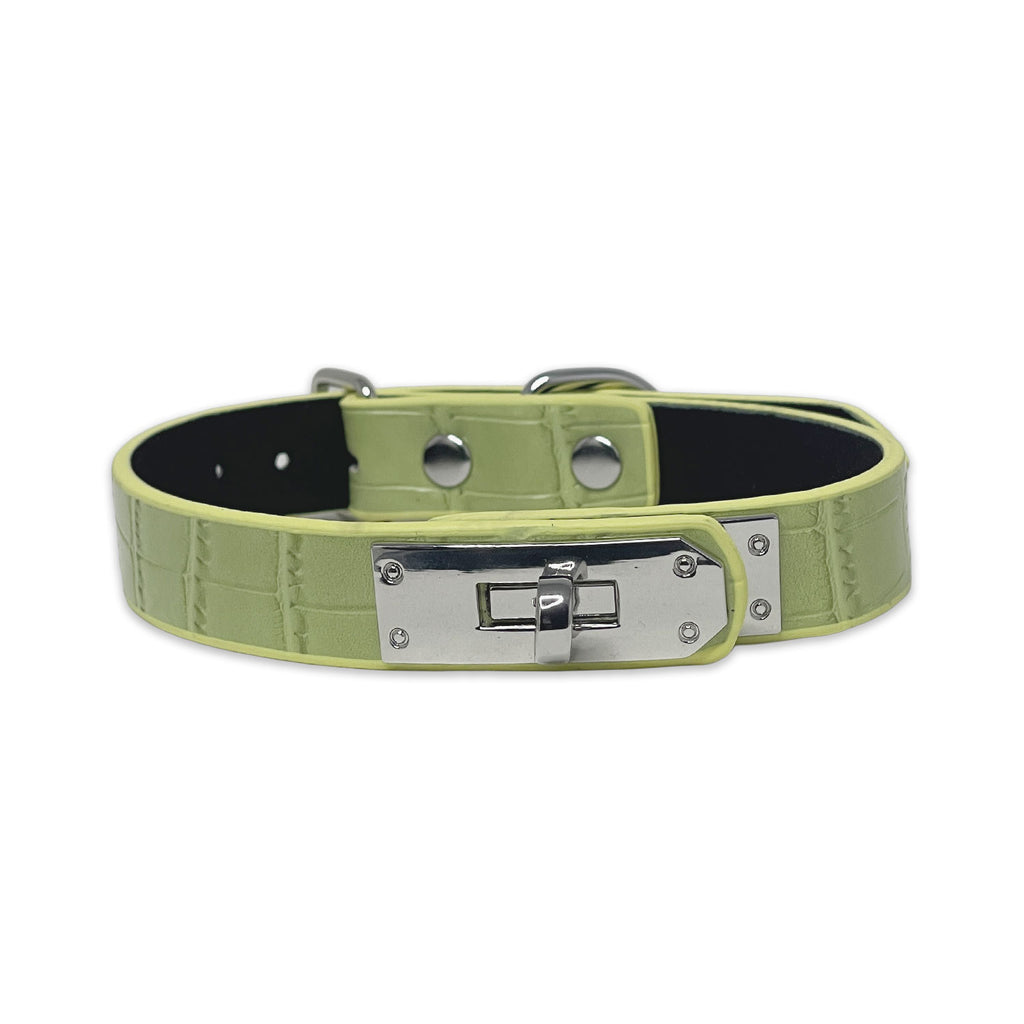 Green Faux Alligator Skin Clasp Collar by Fetish Pleasure Play