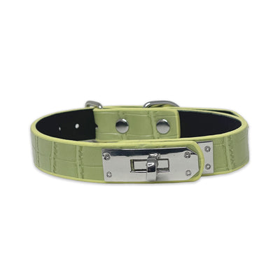 Green Faux Alligator Skin Clasp Collar by Fetish Pleasure Play