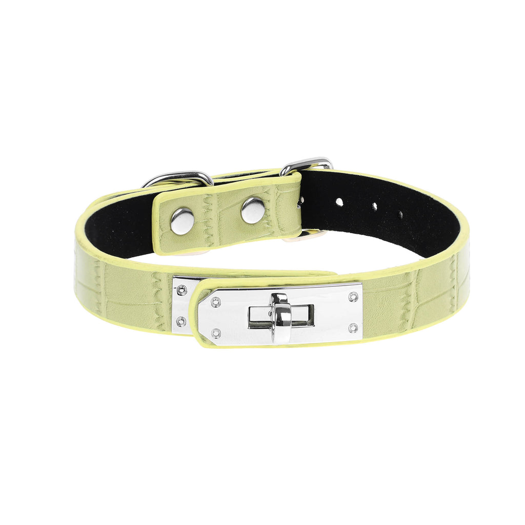 Green Faux Alligator Skin Clasp Collar by Fetish Pleasure Play