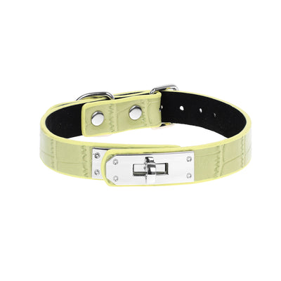 Green Faux Alligator Skin Clasp Collar by Fetish Pleasure Play