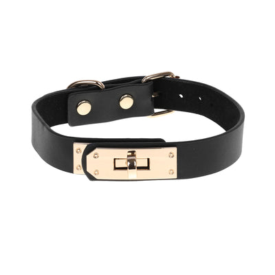 Black Twist Turn Lock Clasp Collar by Fetish Pleasure Play