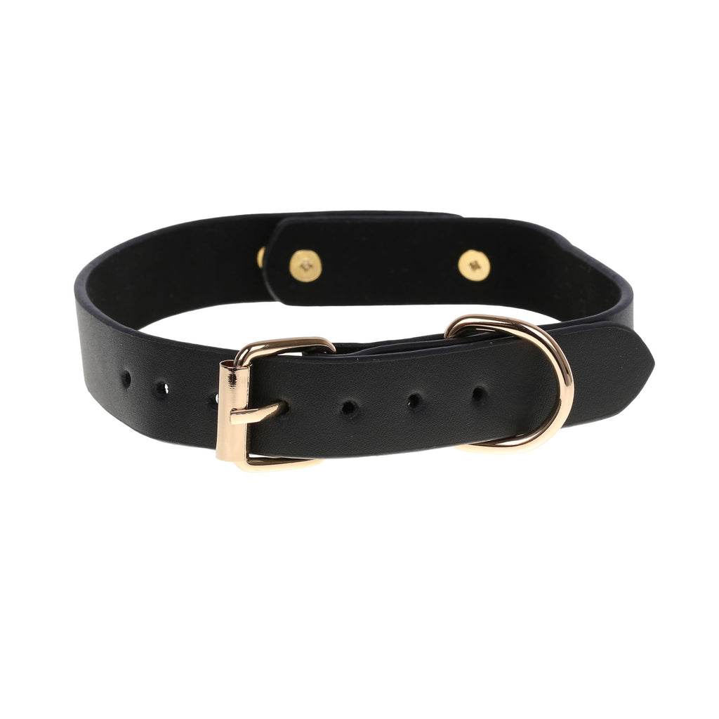 Black Twist Turn Lock Clasp Collar by Fetish Pleasure Play