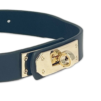 Black Twist Turn Lock Clasp Collar by Fetish Pleasure Play