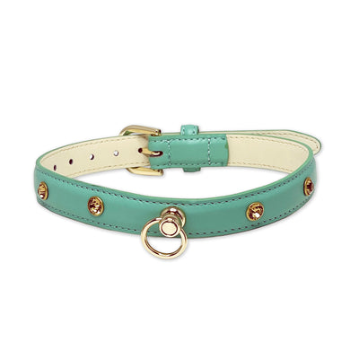 Aqua Bejeweled Collar by Fetish Pleasure Play