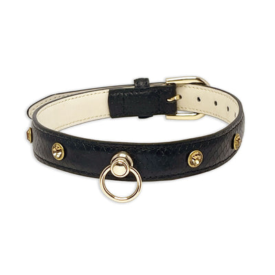Bejeweled Black Snakeskin Collar by Fetish Pleasure Play