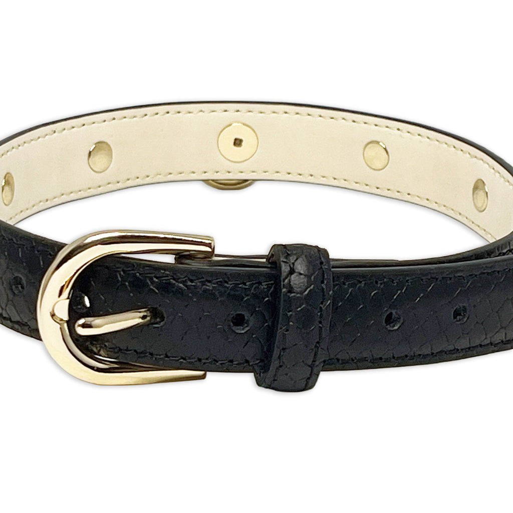 Bejeweled Black Snakeskin Collar by Fetish Pleasure Play