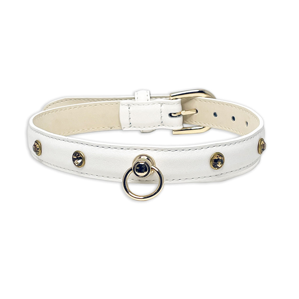 White Bejeweled Collar by Fetish Pleasure Play