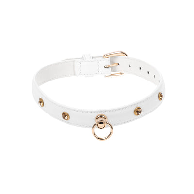 White Bejeweled Collar by Fetish Pleasure Play