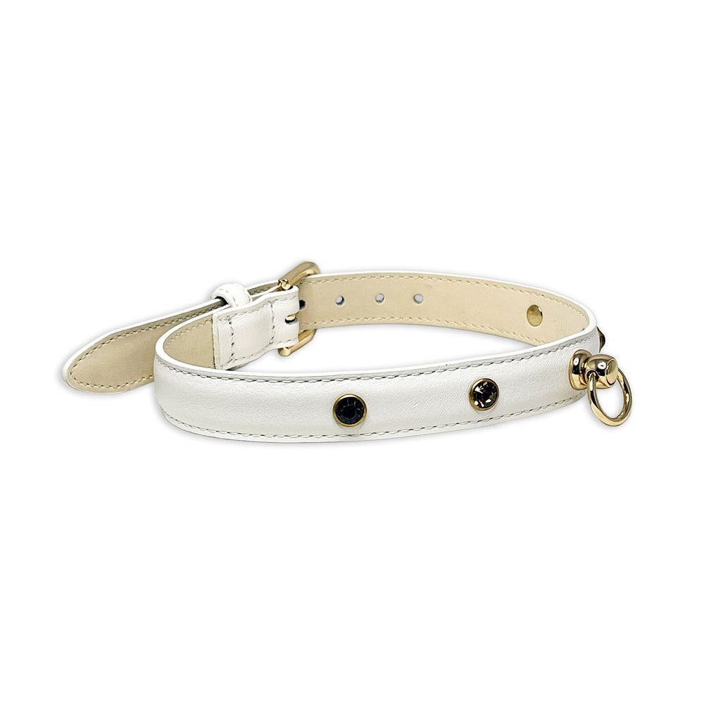 White Bejeweled Collar by Fetish Pleasure Play