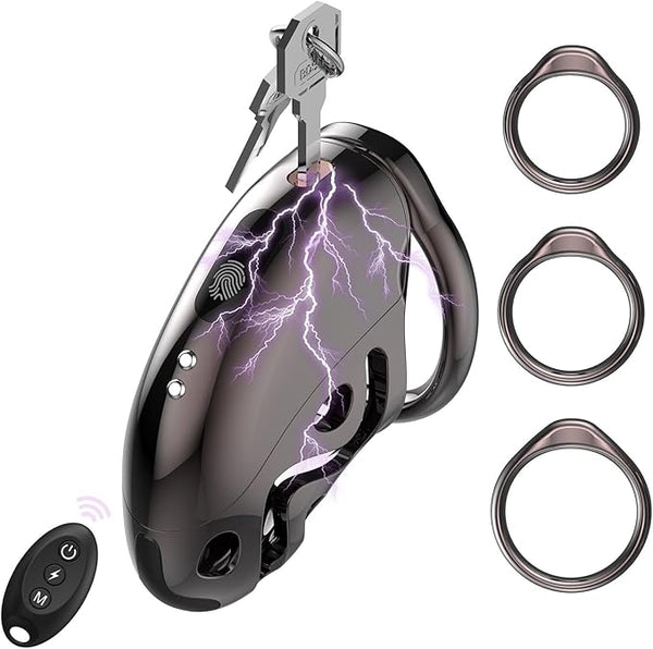 E-Stim Shock Cock Cage - Electro-Shock Chastity Cage with Remote E-Stim Shock Cock Cage - Electro-Shock Chastity Cage with Remote